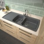 Carea - �vier � encastrer v�nus 2 bacs gris b�ton