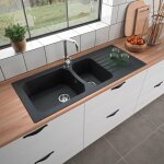 Carea - �vier � encastrer ziral 2 bacs noir