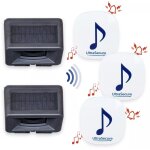 Carillon magasin / entrept sans - fil 600m - 2 dtecteurs rideaux solaires + 3 carillons 35 mlodies ...
