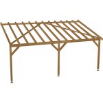 Jardinatoire - carport adoss� 6x3 - tuilable pente 30% - bois massif trait� cl3 marron - robuste + vis ...