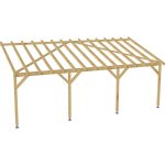 Jardinatoire - carport adoss� 7x3 - tuilable pente 30% - bois massif - robuste sans la visserie et sans ...