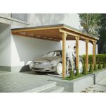 Direct abris - carport adosse bois riverside - 1 voiture - 363 x 555 - abris voiture - feutre bitumeux ...