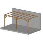 Jardinatoire - carport adoss plat - 15 m2 (3x5) - bois massif - traitement classe 3 - fabrication franaise ...