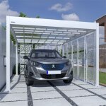 Carport aluminium blanc trigano - libeccio + 8 claustras - 16 m�