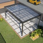 Trigano - carport simple 326x509 cm en aluminium et m�tal anthracite - libeccio