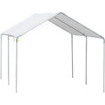 Carport auvent pour voiture 5, 95l x 2, 90l x 2, 60h m acier galvanis� robuste pe haute densit� blanc ...