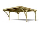 Cerland - carport double 604x512x274 cm en pin trait� aucoclave marron