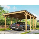 Direct abris - carport bois castellane - 373 x 555 - 1 voiture - abri voiture - trait autoclave - montage ...