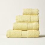 Carr� �ponge 30 x 30 cm en coton �gyptien 500 g / m�, lot de 4, jaune clair - homescapes