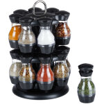 Carrousel à épices, 16 pots, support, pivote sur 360º, hxd : 29 x 19 cm, en plastique, noir / argent ... Carrousel à épices, 16 pots, support, pivote sur 360º, hxd : 29 x 19 cm, en plastique, noir / argent ...