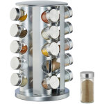 Carrousel à épices, 20 pots en verre, présentoir à épices inox, rotatif 360°, 34, 5 cm hauteur, argenté ... Carrousel à épices, 20 pots en verre, présentoir à épices inox, rotatif 360°, 34, 5 cm hauteur, argenté ...