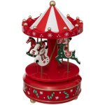 Carrousel musical traditionnel p�re no�l et bonhomme de neige d 11 x h 18 cm - feeric christmas