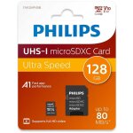 Carte philips micro sdhc / sdxc + adaptateur / 8gb, 16gb, 32gb, 64gb, 128gb