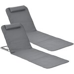 [en. casa] - lot de 2 matelas de plage donostia dossier inclinable gris fonc