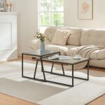 [en. casa] - lot de 2 tables basses gigognes hyllestad noir effet b�ton