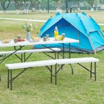 [en. casa] - lot de 2 bancs de camping pliables ljusnarsberg 180 x 25 x 43 cm blanc