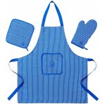 Casa benetton 100 % coton 190 g / m2 tablier de cuisine, lot de gants et manique (3 pices) bleu - vert ...