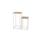 Urban living - lot de 2 sellettes en bois et mtal blanc - tetri