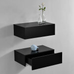[en. casa] - 2 �tag�res murales pour chambre avec 2 tiroirs noir laqu� 46 x 30 x 15cm