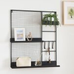 [en. casa] - grille murale westre mtal 70 x 60 x 11 cm noir