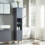 [en. casa] - meuble colonne de salle de bain overath 160 x 30 x 30 cm gris naturel
