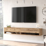 [en. casa] - meuble tv laitila  2 portes 29, 5 x 180 x 31, 5 cm effet chne rustique