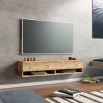 [en. casa] - meuble tv laitila  2 portes 29, 5 x 140 x 31, 5 cm effet chne rustique
