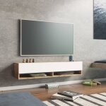 [en. casa] - meuble tv laitila  2 portes 29, 5 x 140 x 31, 5 cm effet chne rustique / blanc