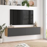 [en. casa] - meuble tv lapinlahti  2 portes 29, 5 x 140 x 31, 5 cm effet chne rustique / anthracite ...