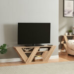 [en. casa] - meuble tv nome avec 2 �tag�res panneau de particules 110 x 30 x 40 cm effet ch�ne