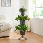 [en. casa] - porte - plantes alphen 110 x 28 cm 3 cache - pots noir