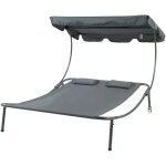 Casa. pro - chaise longue double avigliano avec auvent acier laqu polyester gris [ ]