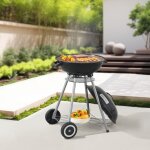 Casa. pro - chariot de barbecue rond apricena 80 x 49 x 47 cm noir