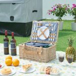 Casa. pro - panier de pique - nique lumparland pour 2 personnes avec poche isotherme naturel blanc bleu ... Casa. pro - panier de pique - nique lumparland pour 2 personnes avec poche isotherme naturel blanc bleu ...