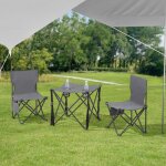Casa. pro - set de table et 2 chaises de camping pliantes banzi gris