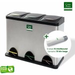 Casa pura - poubelle tri slectif brandon, poubelle tri slectif  pdale, acier inoxydable, 3 bacs, ...