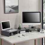 [en. casa] - r�hausseur d'�cran vilppula r�glable avec support de portable gris fonc�