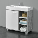 [en. casa] - meuble sous lavabo pour salle de bain narvik 56 x 60 x 31 cm effet bton et blanc