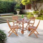[en. casa] - salon de jardin 5 pices ancarano bois d'acacia naturel certifi fsc