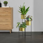 [en. casa] - support de plante ( 3 cache - pots) haasdonk laiton noir
