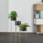 [en. casa] - support de plante (� 3 cache - pots) kieldrecht m�tal noir laiton