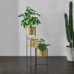 [en. casa] - support de plante ( 3 cache - pots) verrebroek mtal laiton noir