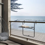 [en. casa] - table de balcon suspendue badolato rabattable et rglable en hauteur 83, 5 x 60 x 60 cm