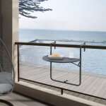 [en. casa] - table de balcon suspendue cicala rabattable et rglable en hauteur 83, 5 x 60 x 64 cm