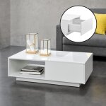 [en. casa] - table basse de salon biskra 95 x 55 x 31 cm blanc brillant