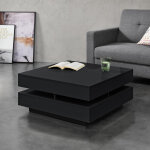 [en. casa] - table basse m�rsta avec 4 compartiments stockage noir brillant