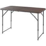 [en. casa] - table de camping pliante adelfia  hauteur rglable 120 x 60 cm effet bois