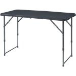 [en. casa] - table de camping pliante adelfia  hauteur rglable 120 x 60 cm noir effet rotin