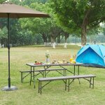 [en. casa] - table de camping pliante lillestrm 180 x 75 x 72 cm effet bois marron fonc
