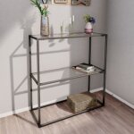 [en. casa] - table console konnevesi verre tremp 85 x 80 x 30 cm noir transparent